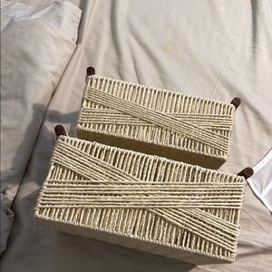 Textured Cream and Brown Accent Baskets